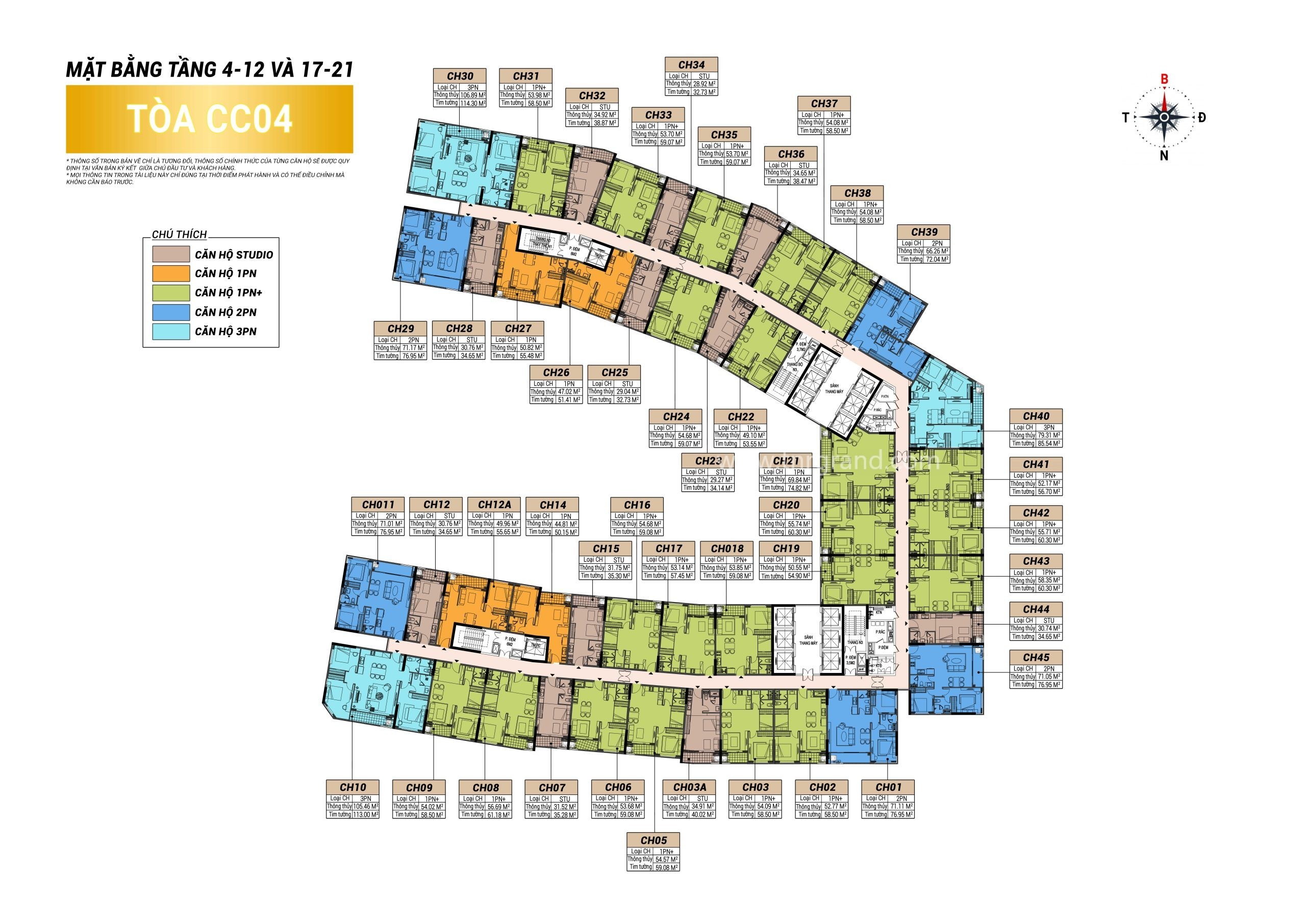 TẦng 4-12 & 17-21 Dự án Charmora City 1