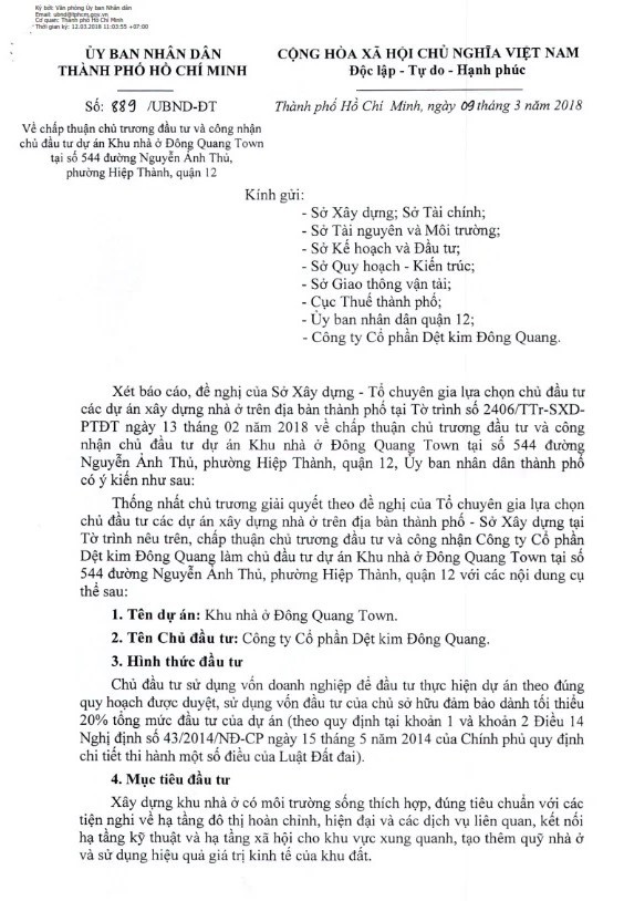 Chấp Thuận Chủ Trương đầu Tư